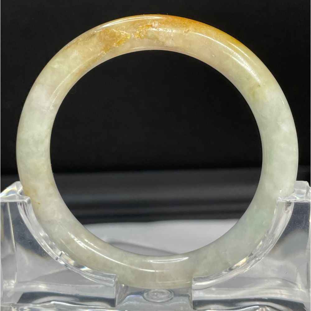 Light Green and Orange Jade Bangle Bracelet